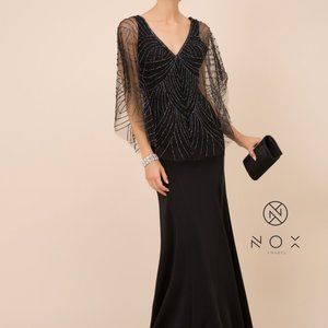 NEW BLACK V-Neck Sheath Shape Long Evening Dress NXY531
